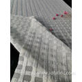 Nylon Metallic Spandex White Checks Mesh Fabric